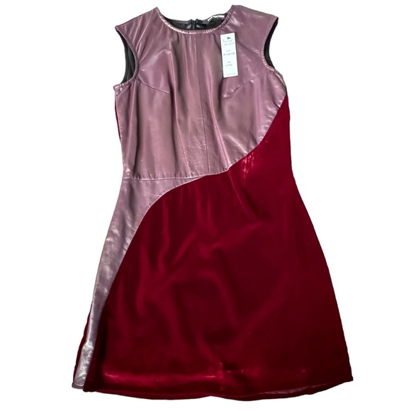 KAS NEW YORK***Burgundy leather and velvet stunning dress***Small $388 - Picture 2 of 3